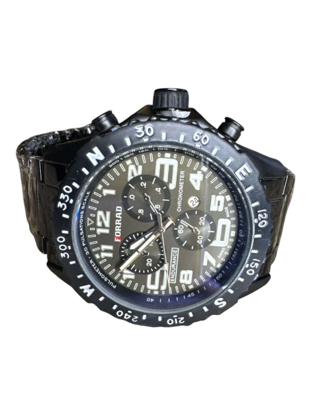 Forrad Men's C290Chronometer Watch with Black Stainless Steel Band Water Resista